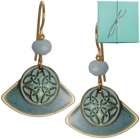 Textured Hammered Three-tone Oxidized Circular Layered Discs Earrings on Gold-tone Surgical Steel