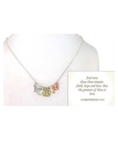 Faith Hope Love Cross Heart Anchor Pendant Chain Necklace & Earring Set