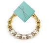 Cream Imitation Pearl & Bead Designer Gold-tone Bracelet - Jewelry Nexus