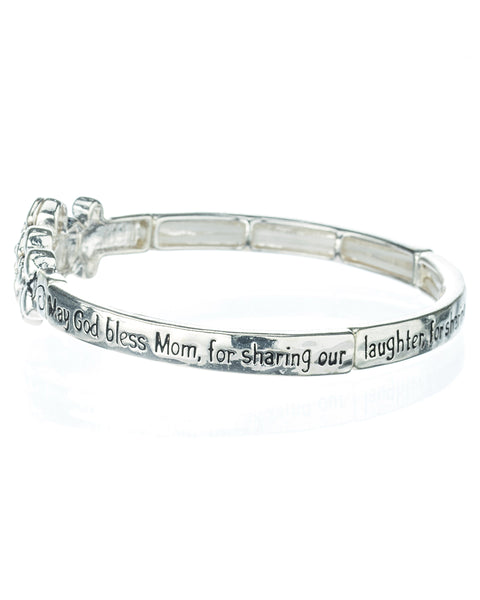 Mom's Blessing Prayer Engraved Inspirational Stretch Bracelet with Prayer Bookmark - Jewelry Nexus