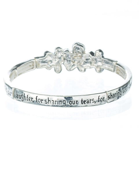 Mom's Blessing Prayer Engraved Inspirational Stretch Bracelet with Prayer Bookmark - Jewelry Nexus