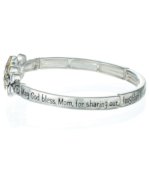 Mom's Blessing Prayer Engraved Inspirational Stretch Bracelet with Prayer Bookmark - Jewelry Nexus