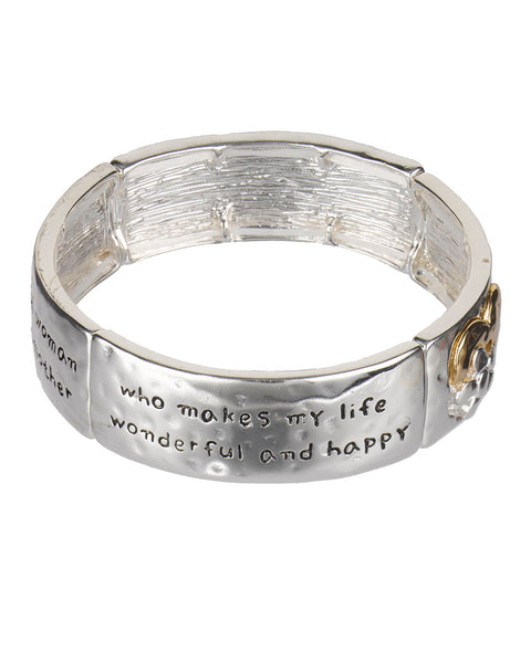 My Wife Inspirational Hammered Stretch Bracelet with Prayer Card "My Fabulous Wife?" - Jewelry Nexus